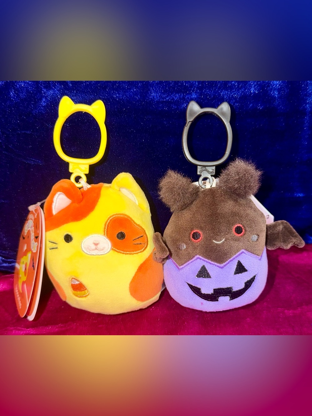 Squishmallows Yellow & Orange Cat Keychain Plush